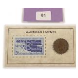 1907 Indian Head Cent Display with Stamp