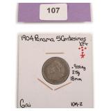 1904 Panama 5 Centesimos, Silver