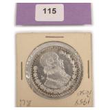 1959 Mexico Peso, 10% Silver