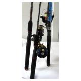 Three (3) Rods and Reels, (2) 7" and (1) 6