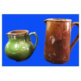 TWO (2) Glazed Pottery Cream Pitchers