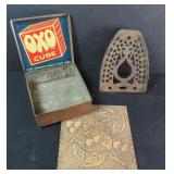Cast Iron Iron Rest, Double Sided Flemish Art and
