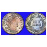 1904 Barber Dime PCGS Proof-67 (CAC Green) (Toned)