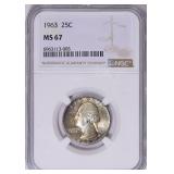 1963 Washington Quarter NGC MS-67 (Toned) $1200