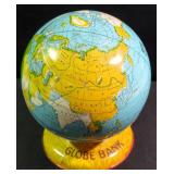 4.5"H Vintage Tin Litho J. Chein Globe Bank