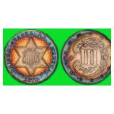 1870 Silver Three-Cent Piece PCGS Proof-64 (Toned)