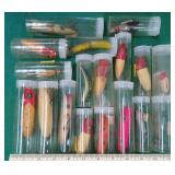 Eighteen (18) Vintage Fishing Lures in Tubes