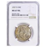 1957-D Franklin Half Dollar NGC MS-67 FBL (Toned)