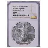 2021-(W) $1 Silver Eagle West Point NGC MS-69