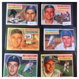 SIX (6) 1956 Topps (WHITE BACK) Baseball Cards