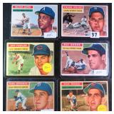 SIX (6) 1956 Topps (WHITE BACK) Baseball Cards