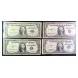Four (4) 1935 $1 Silver Certificates