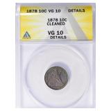 1878 Seated Liberty Dime ANACS VG-10 Details