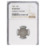 1901 Barber Dime NGC XF Details