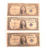 Three (3) 1935 $1 Silver Certificates