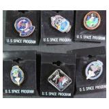 SIX (6) U.S. Space Pin Backs