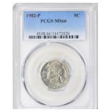 1982-P Jefferson Nickel PCGS MS-66