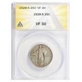 1928-S Standing Liberty Quarter ANACS VF-30 SILVER
