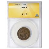 1868 Two-Cent Piece ANACS F-15 BN