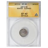 1873 Seated Liberty Half Dime ANACS XF-40 Details