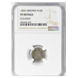 1854 Seated Liberty Half Dime Arrows NGC VF Detail