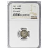 1845 Seated Liberty Half Dime NGC VG Details