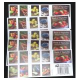 One Hundred (100) Fruits/Veggies Forever Stamps