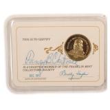Gold Plated Sterling Silver Franklin Mint Medal