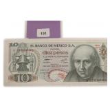 1977 diez pesos Mexico Note