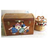 Wooden Trunk and Sewing Box
