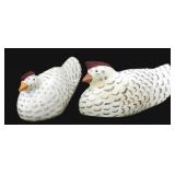 Pair of Solid Wood Hens