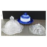 Three (3) Butter Dishes incl Candle Wick,