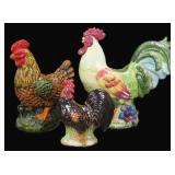 Three (3) Roosters (home decor incl ceramic)