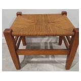 Rush Seat Oak Foot Stool, 19'x16'x17'
