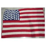 Handmade Crocheted USA Flag, Afghan, 48'x64'