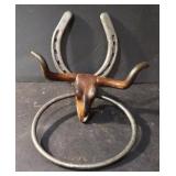 Texas Longhorn Horseshoe Towel Bar, Metal