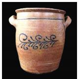 Salt Glaze Crock with Blue Decoration, $21 SHIP