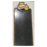 Falstaff License Holder, Metal and Glass