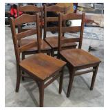 Four (4) Solid American Oak Ladder Back Chairs