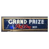 Grand Prize Beer Lighted Sign, Metal and Glass