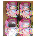 Four (4) Pokemon Tins with Promo Cards