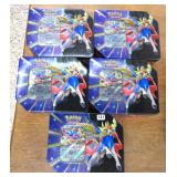 Five (5) Pokemon Tins with Promo Cards