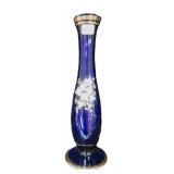 Janex Czech Cobalt Bud Vase Handpainted