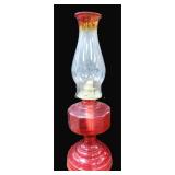 Red Oil Lamp with Chimney