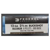 Five (5) Federal 000 Buckshot Shells, 12GA