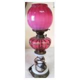 Electrified Cranberry Glass Lamp, Most Likely