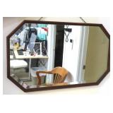Beveled Mirror in Wood Frame, 15"x25"