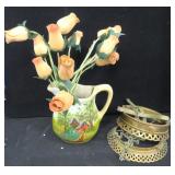 Hand Painted Crock Pitcher and Lamp Hardware