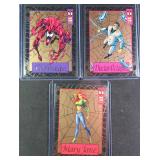 Three (3) Marvel Gold Web LE Trading Cards