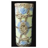 Vintage Asian Metal Armored Porcelain Dragon Brush